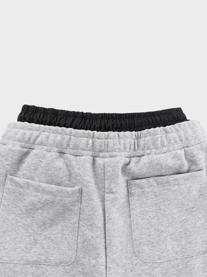 Wide-Leg Cotton Joggers with Side Stripe Panels