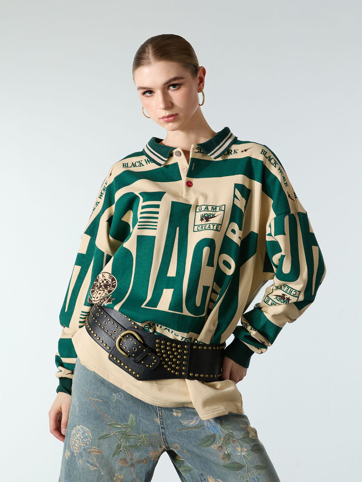 Retro Typography Printed Polo Shirt