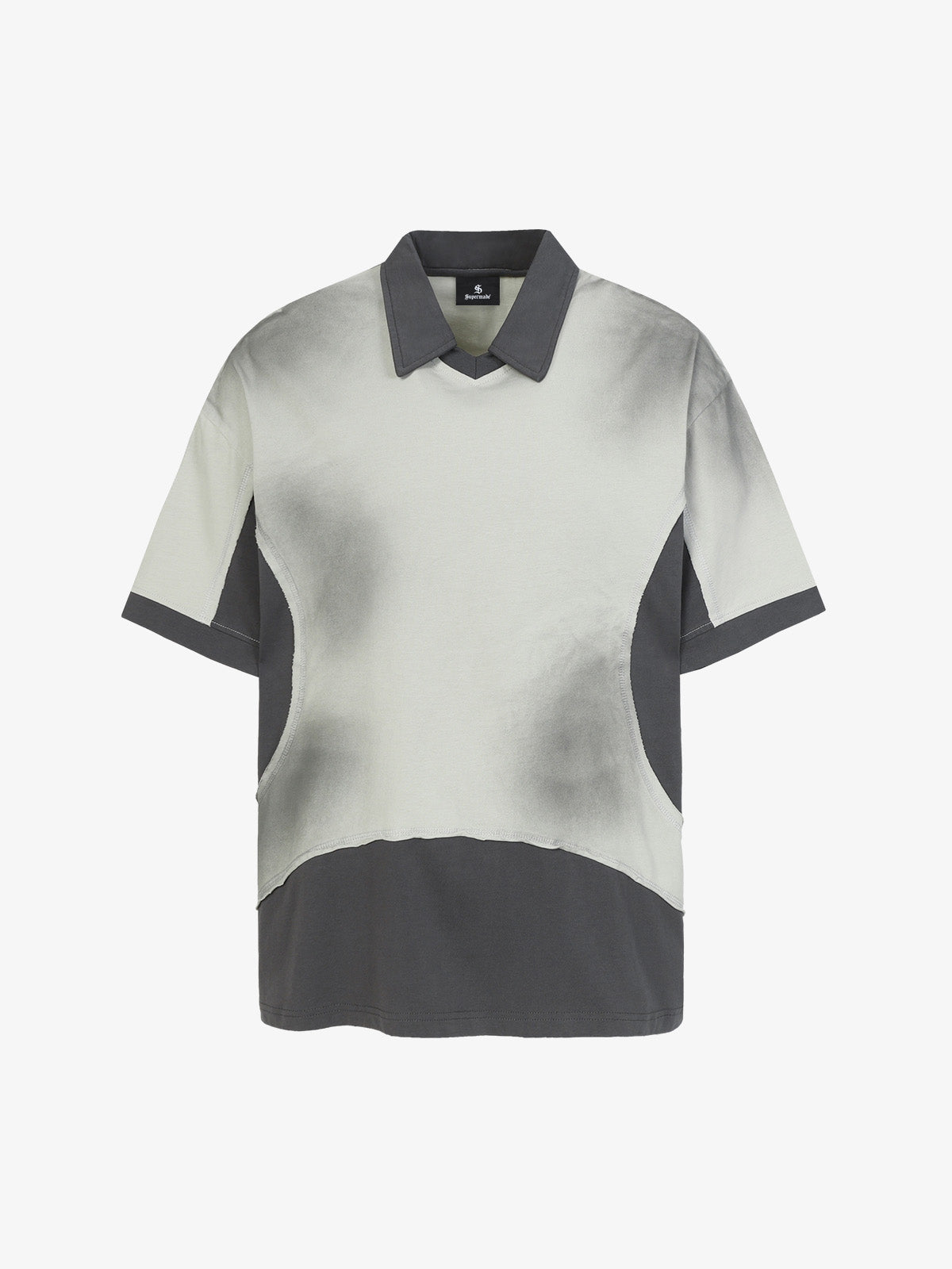 Revelse™ Oversized Cotton Blend Tie-Dye Polo Gray