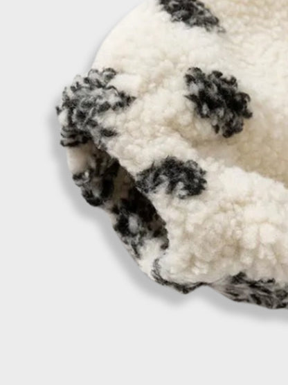 Lamb Fleece Jacket Paisley Pattern Loose Fit