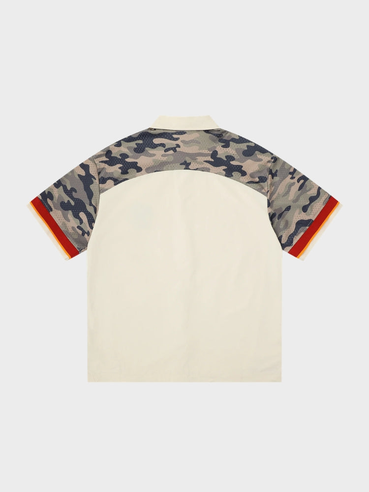 Revelse™ Cotton Blend Camo Panel Football Mesh Tee