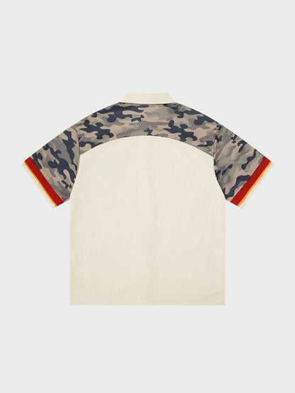 Revelse™ Cotton Blend Camo Panel Football Mesh Tee