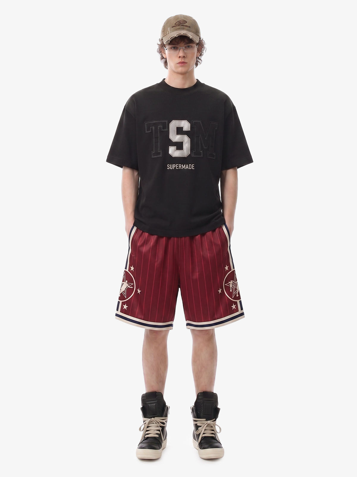 Revelse™  Striped Star Crest Soccer Shorts Lightweight