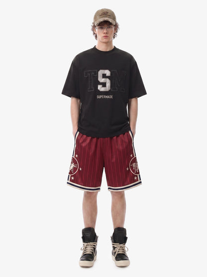 Revelse™  Striped Star Crest Soccer Shorts Lightweight