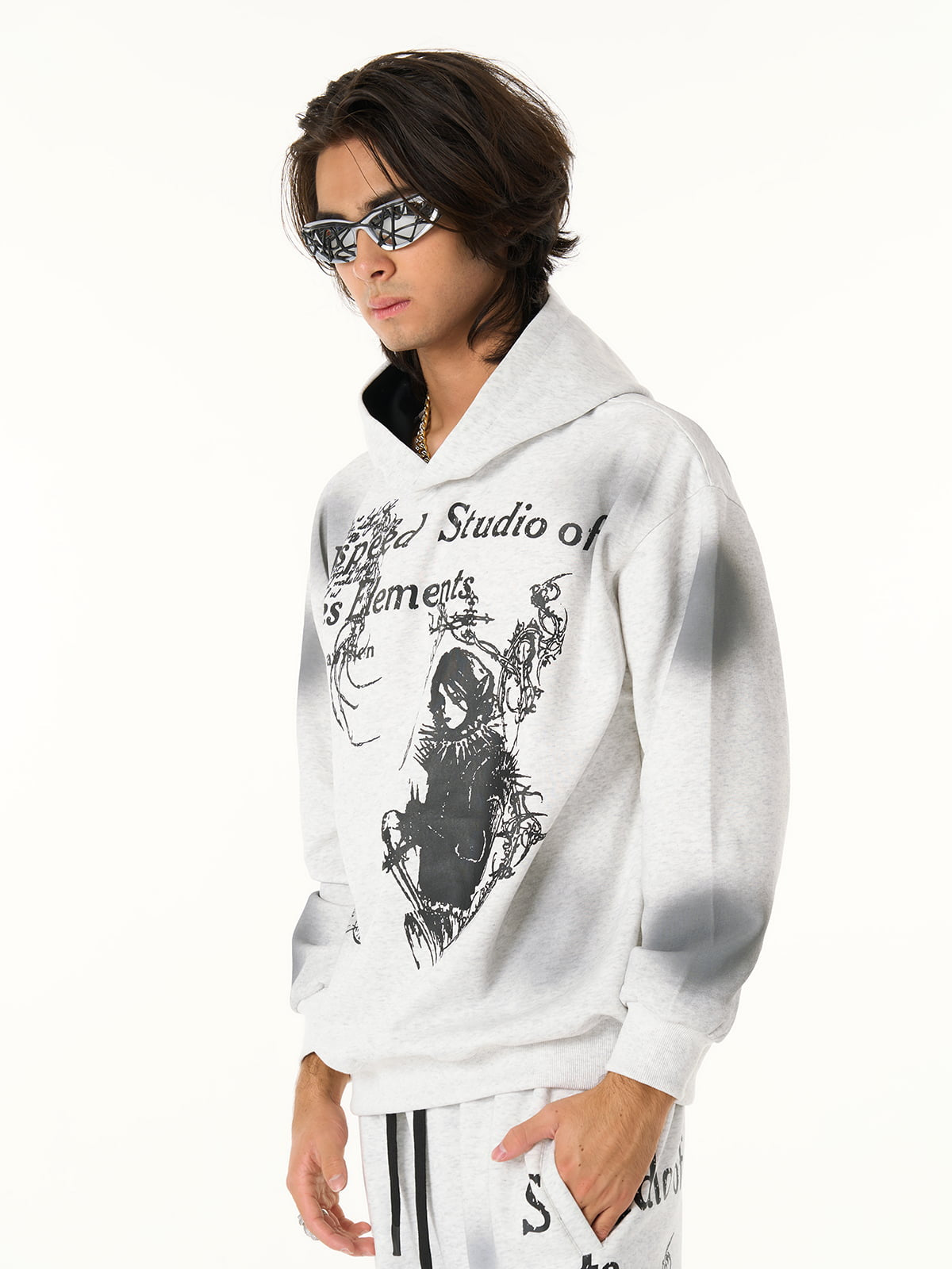 Graphic Print Hooded Jacket for Men