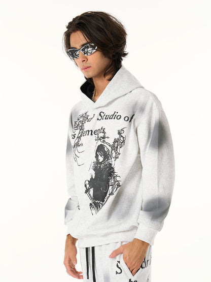 Graphic Print Hooded Jacket for Men