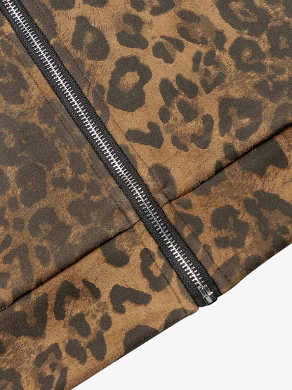 Cheetah Print Suede French Terry Tracksuit