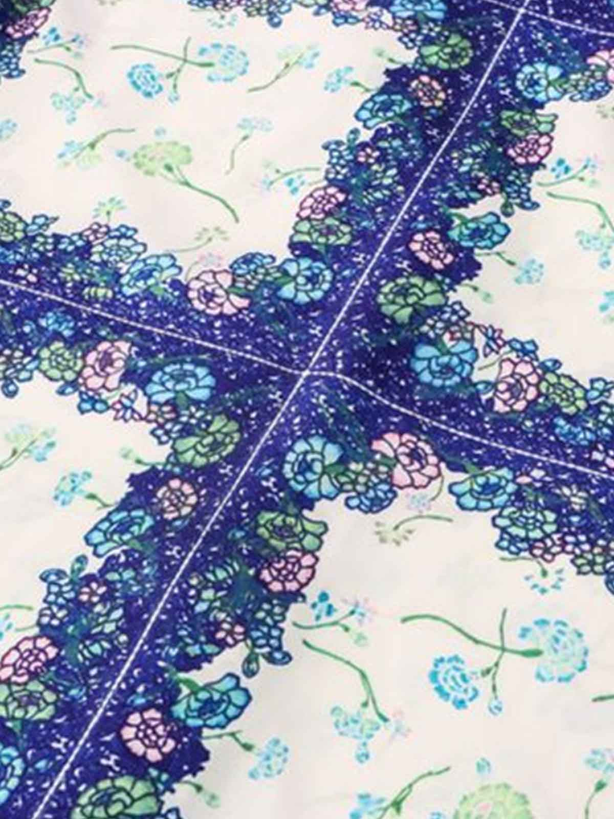 Revelse™  Boxy Cotton Blend Camp Collar Shirt Botanical Print Blue Green