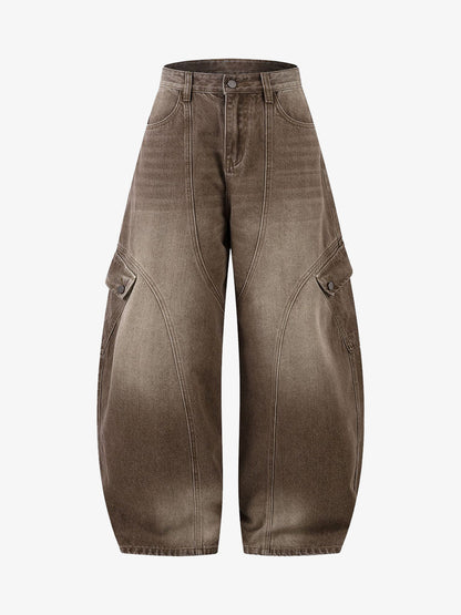 Vintage Washed Men's Workwear Barrel Jeans