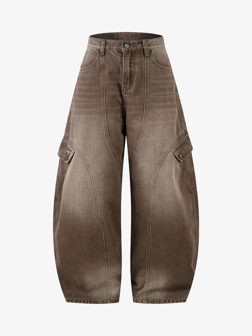 Vintage Washed Men's Workwear Barrel Jeans