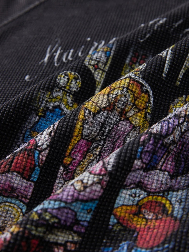 Waffle Knit Graphic Print Relaxed T-Shirt