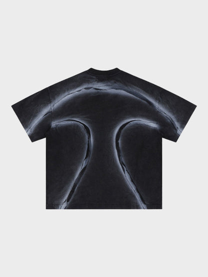 Oversized Cotton Knit Short-Sleeve T-Shirt Black