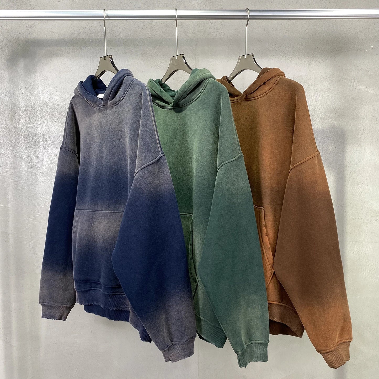 Unisex Acid Wash Gradient Distressed Oversized Hoodie