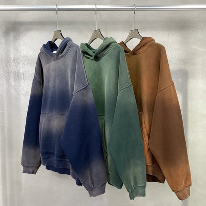 Unisex Acid Wash Gradient Distressed Oversized Hoodie