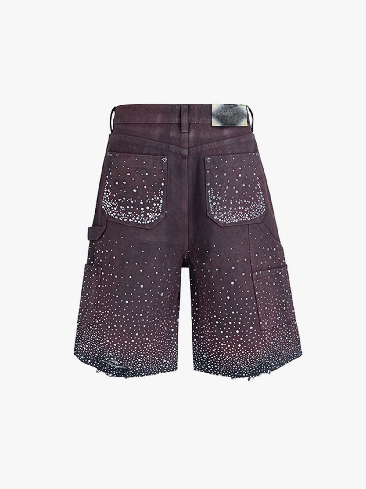 Revelse™ Gradient Rhinestone Embellished Denim Shorts