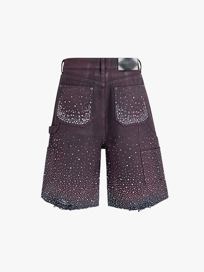 Revelse™ Gradient Rhinestone Embellished Denim Shorts