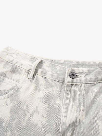Paint Effect Distressed Denim Jeans