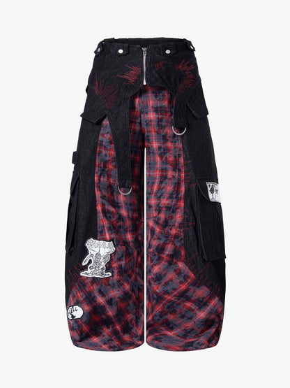Deconstructed Patchwork Cyber-Grunge Denim Jeans
