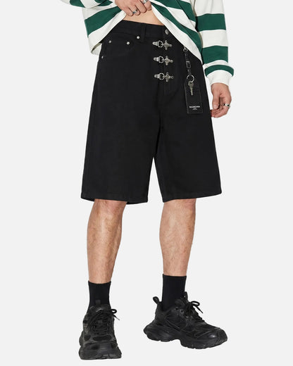 Men's Denim Metal Buckle Baggy Jorts