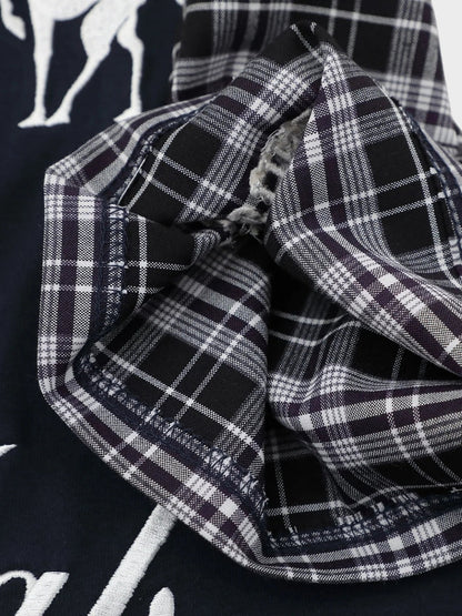 Full view of the plaid sleeve cotton polo shirt