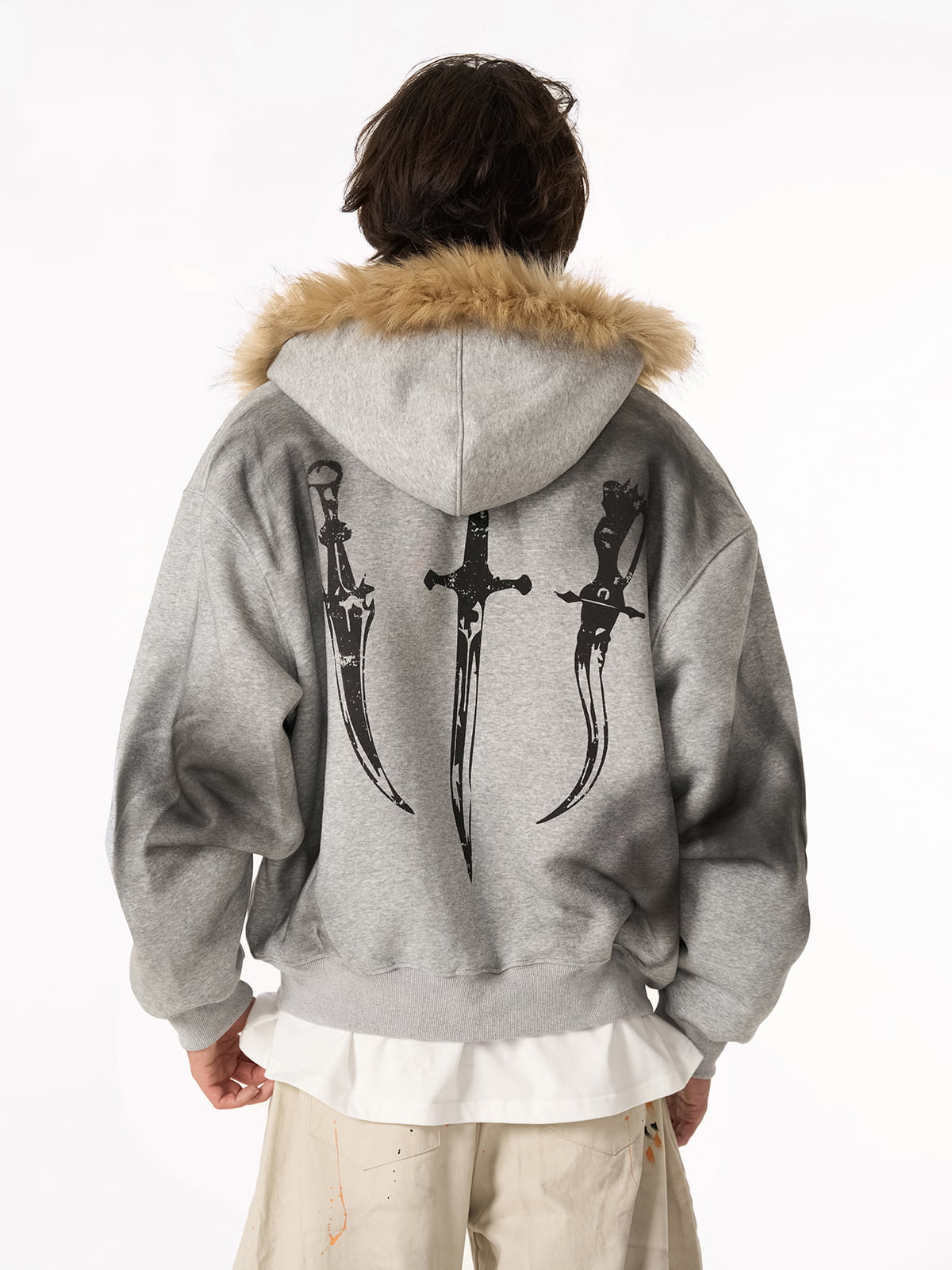 Graphic Print Hooded Jacket for Men