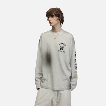 Revelse™ Distressed Graphic Long Sleeve Tee Heather Grey
