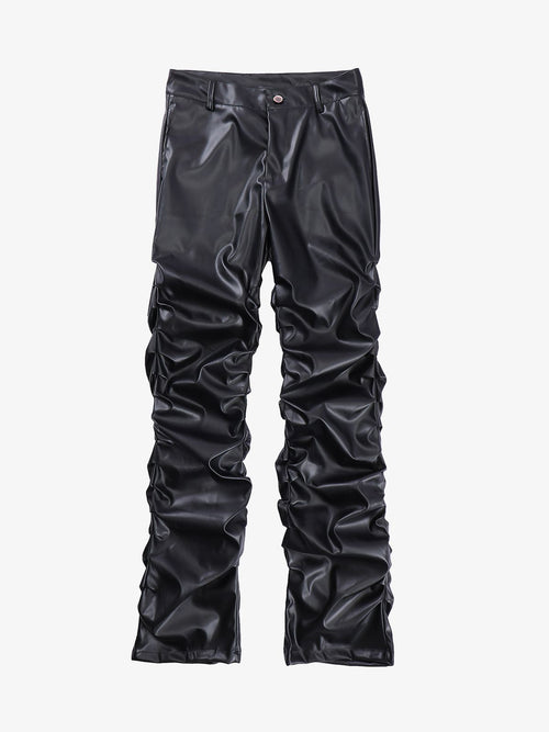 Revelse™ Punk Style Pleated Faux Leather Pants