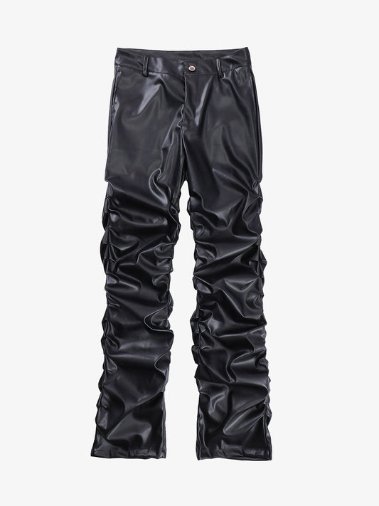 Revelse™ Punk Style Pleated Faux Leather Pants
