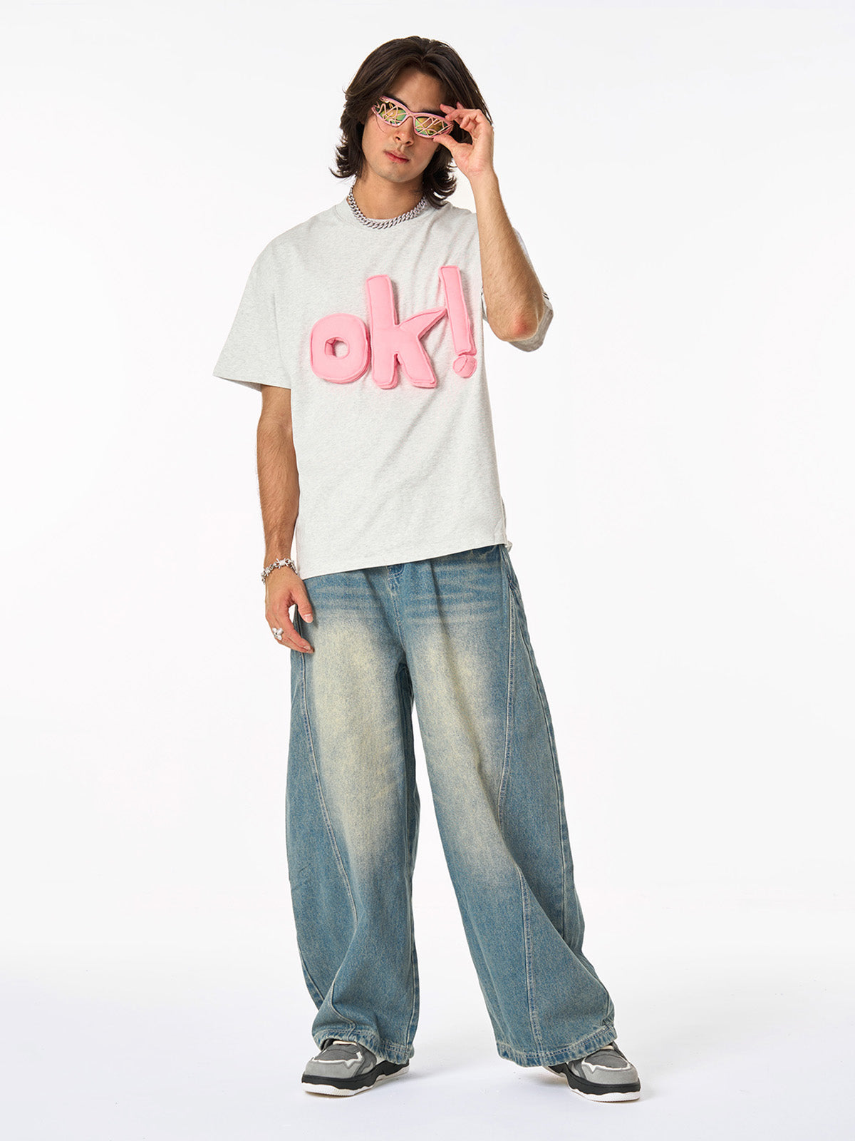 Revelse™ Graphic OK! Slogan Cotton T-Shirt