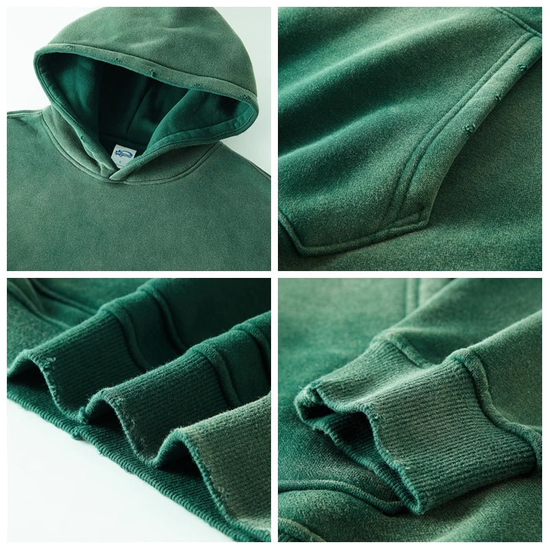 Unisex Acid Wash Gradient Distressed Oversized Hoodie
