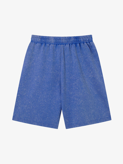 Women's denim-style cotton shorts featuring a bold rhinestone design