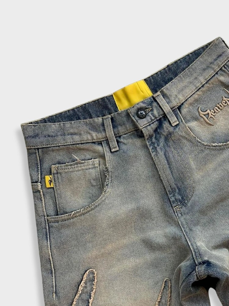 Revelse™ Unisex Loose-Fit Distressed Washed Denim Jeans Gray