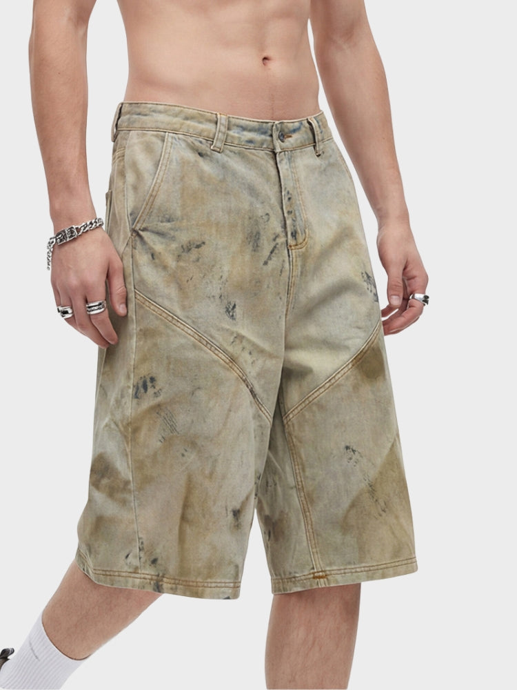 Cotton Washed Denim Capri Jorts Light Coffee