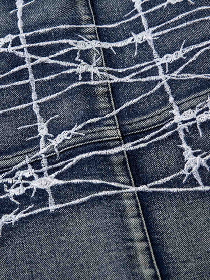 Embroidered Hip-Hop Street Style Jeans