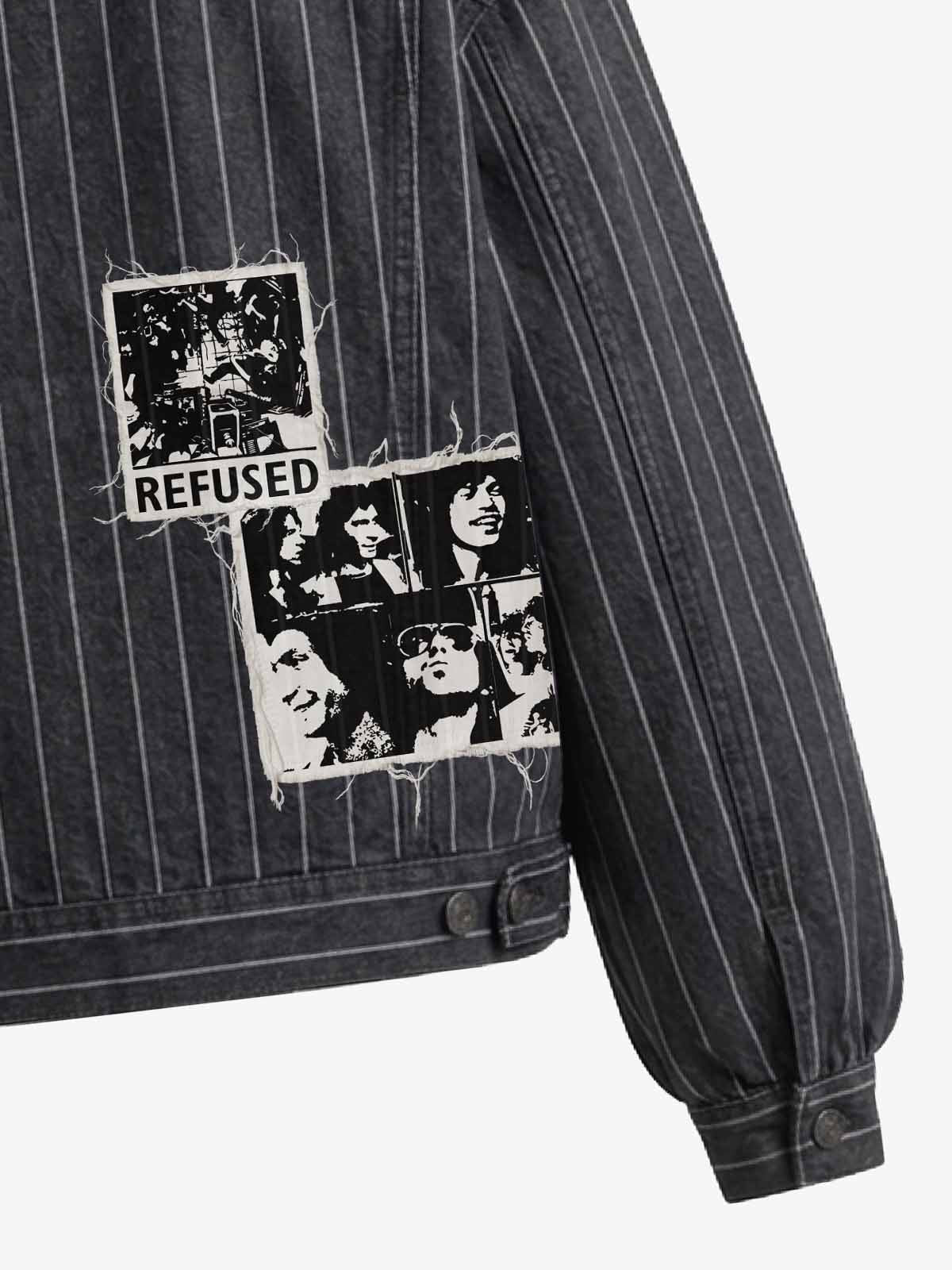 Vintage Pinstripe Patchwork Baggy Denim Set