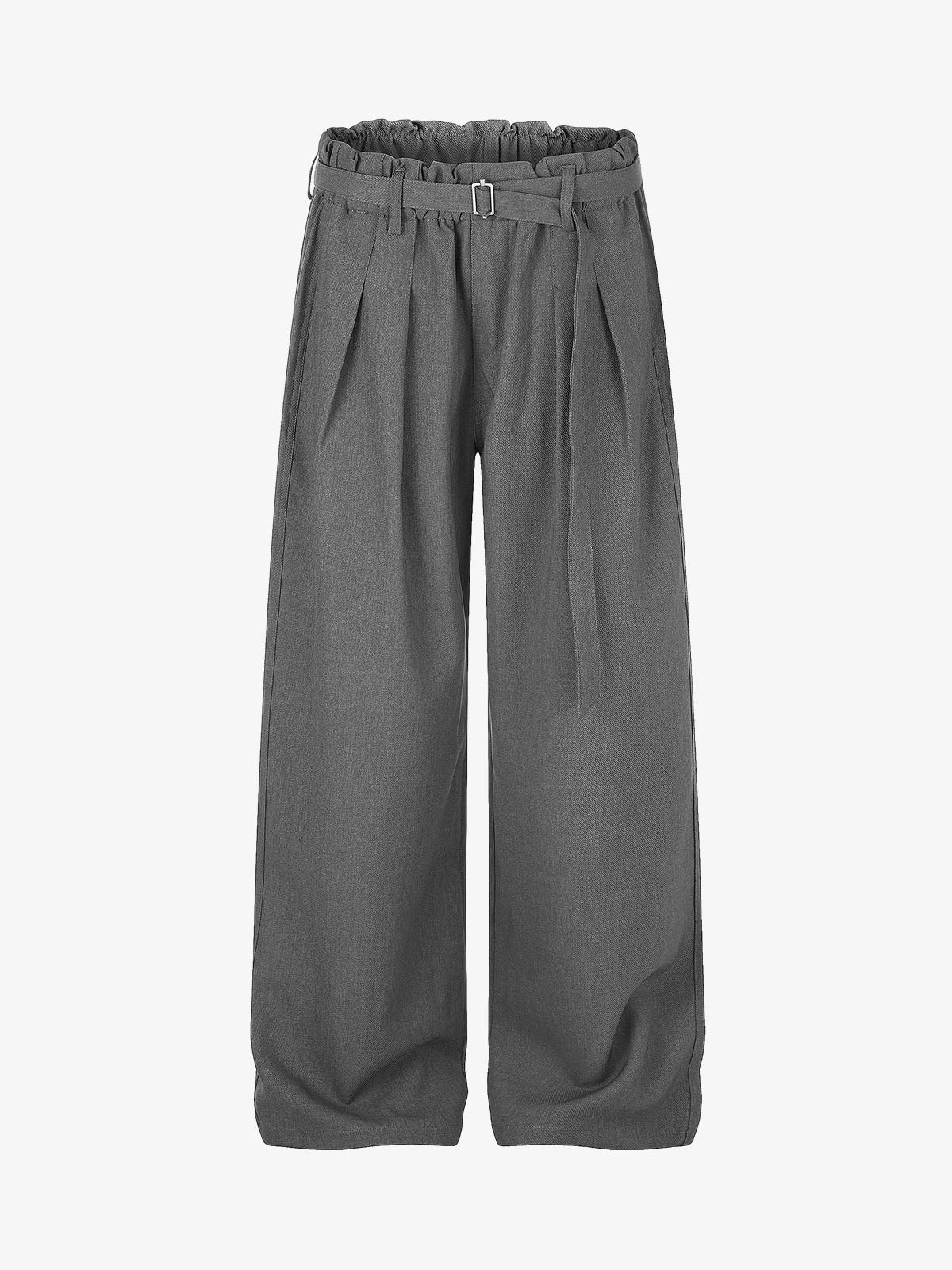 Wide-leg printed casual trousers with an elastic waistband