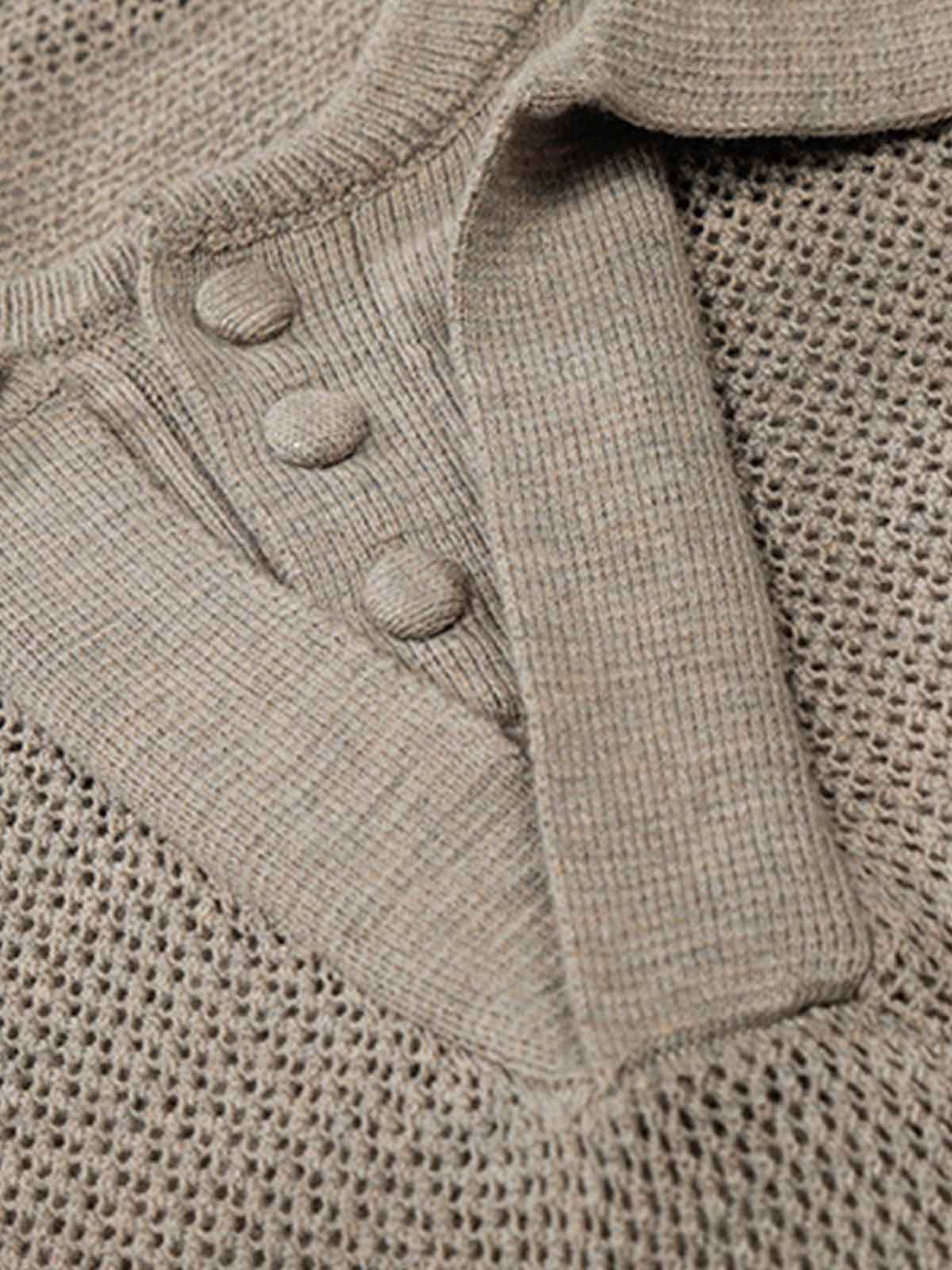 Revelse™  Layered Hollow-Out Mesh Knit Polo Shirt
