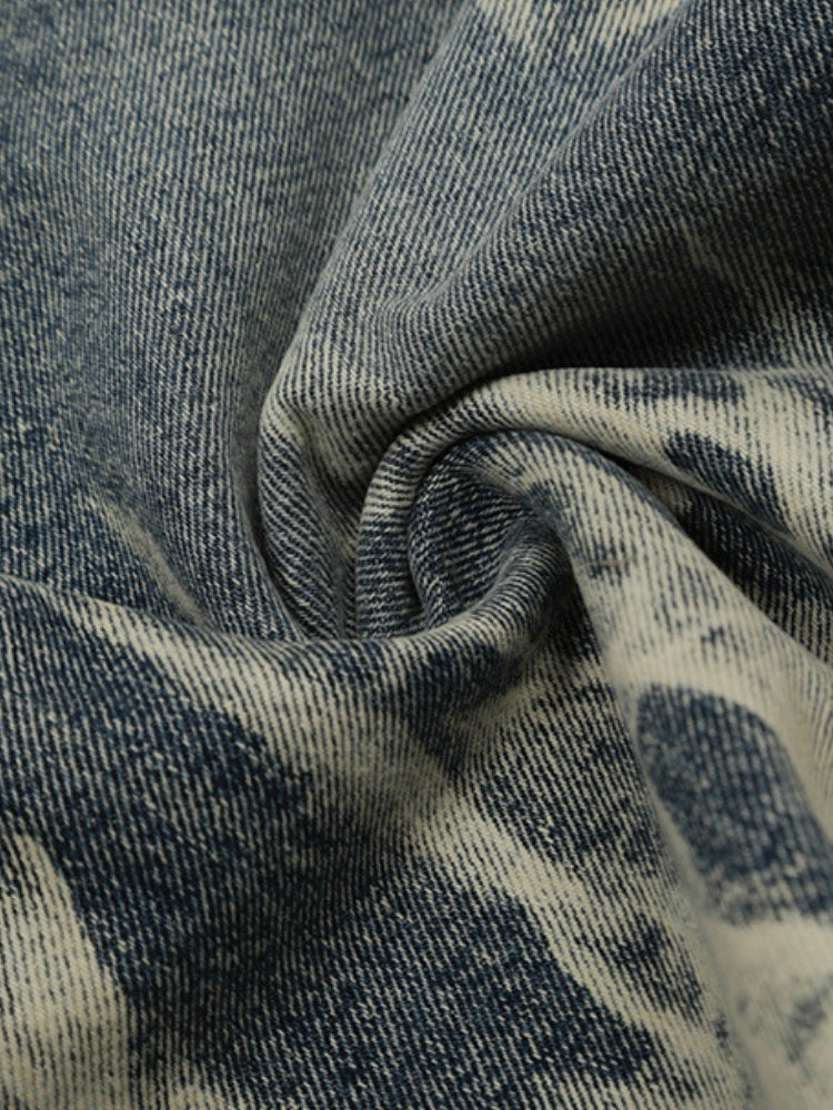 Men's Distressed Denim Relaxed Fit Jorts Blue