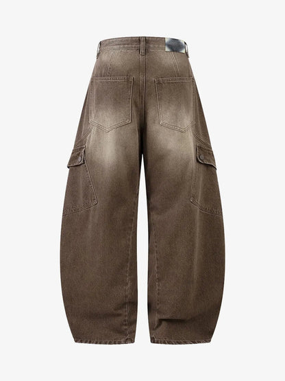 Revelse™ Vintage Washed Workwear Barrel Jeans
