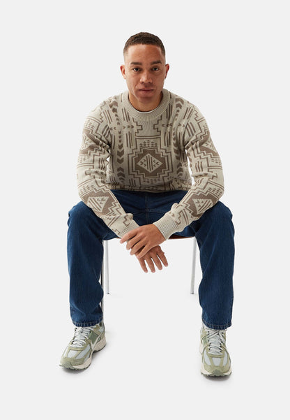 Organic Cotton Knit Crew Neck Sweater Stone Grey