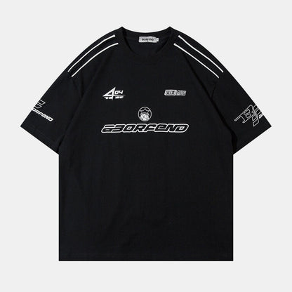 Oversized Varsity Racing Graphic T-Shirt