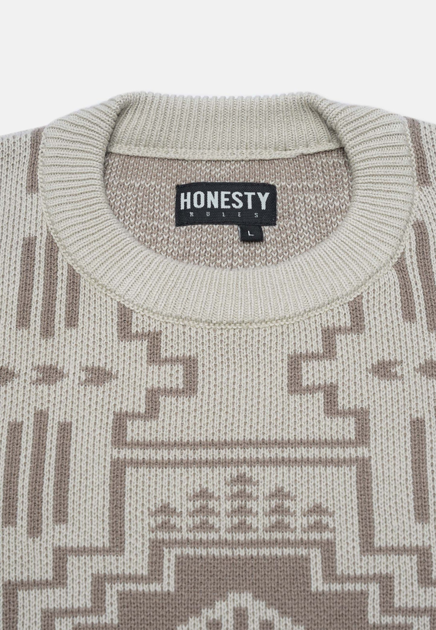 Organic Cotton Knit Crew Neck Sweater Stone Grey