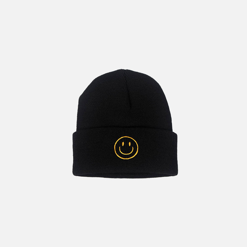 Embroidered Smile Cotton Blend Beanie