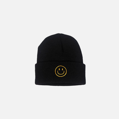 Embroidered Smile Cotton Blend Beanie