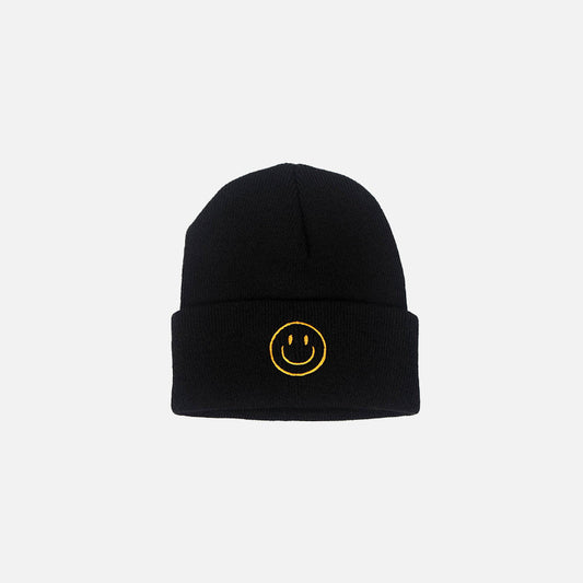 Embroidered Smile Cotton Blend Beanie