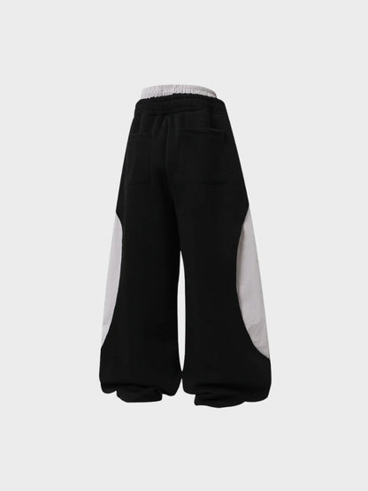Wide-Leg Cotton Joggers with Side Stripe Panels