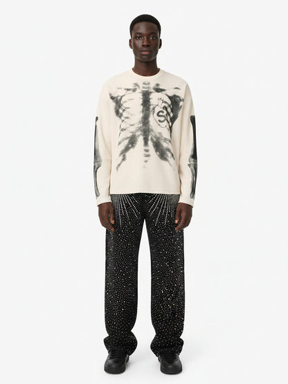 Skeleton Graphic Waffle Knit Sweatshirt