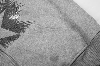 Detail of the ribbed cuffs on the sequin hoodie