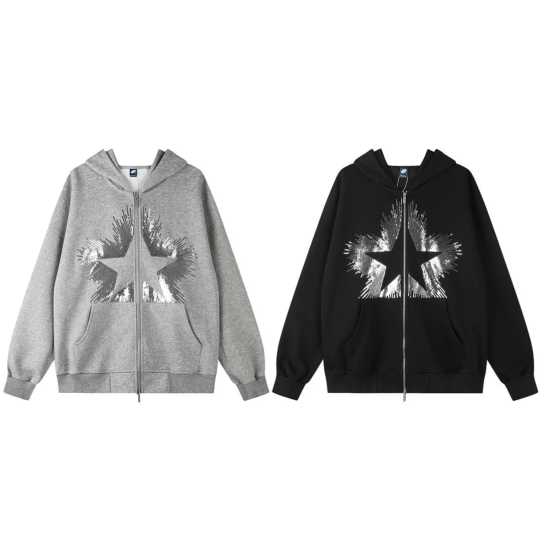 Full product view of the sequin star hoodie