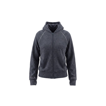Front view of a striped hoodie with a full-length zip